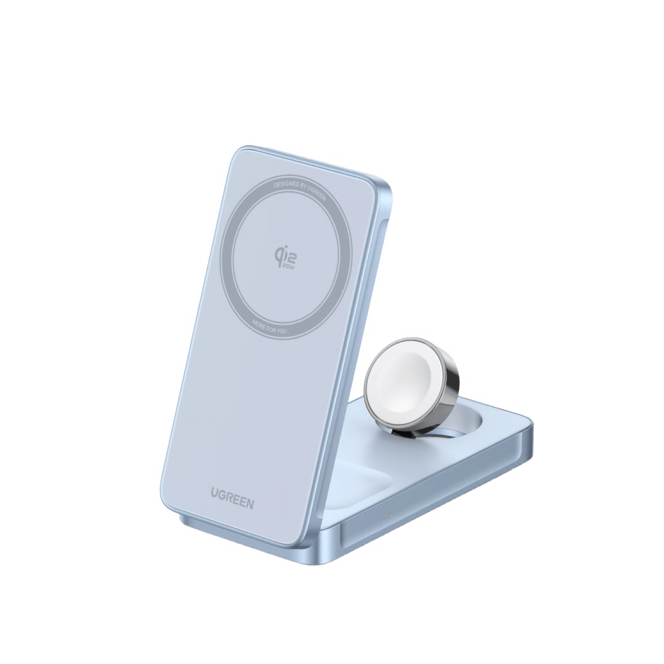Cargador Inalámbrico Magnético 3-en-1 / Entrada 5V-12V / Salida 15W Máx / Carga Simultánea Teléfono-Reloj-Auriculares / Soporte Ajustable / Compatibilidad Qi