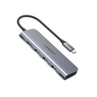 HUB USB-C Multipuertos / HDMI 4K@30Hz  / 3 Puertos USB-A 3.0 / Lector Tarjeta SD+TF (Uso Simultáneo) / 6 en 1 / Carcasa de Aluminio.