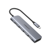 HUB USB-C Multipuertos / HDMI 4K@30Hz  / 3 Puertos USB-A 3.0 / Lector Tarjeta SD+TF (Uso Simultáneo) / 6 en 1 / Carcasa de Aluminio.
