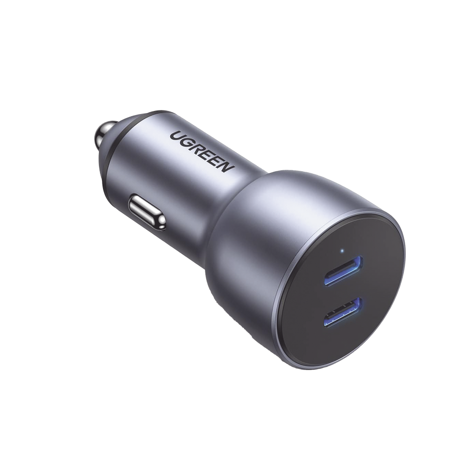 Cargador para Auto USB-C Doble 40W | 2 Puertos USB-C de 20W | Compatible con Vehículos 12V y 24V | Chip Inteligente | Protección Múltiple | Diseño Compacto