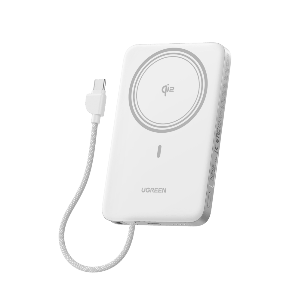 PowerBank Magnético Inalámbrico / 10000 mAh / 30W USB-C PD+PPS / Cable USB-C Integrado 30W / Carga Inalámbrica Magnética 15W / Doble Celda 5000 mAh / Pantalla LED / 39.2 Wh