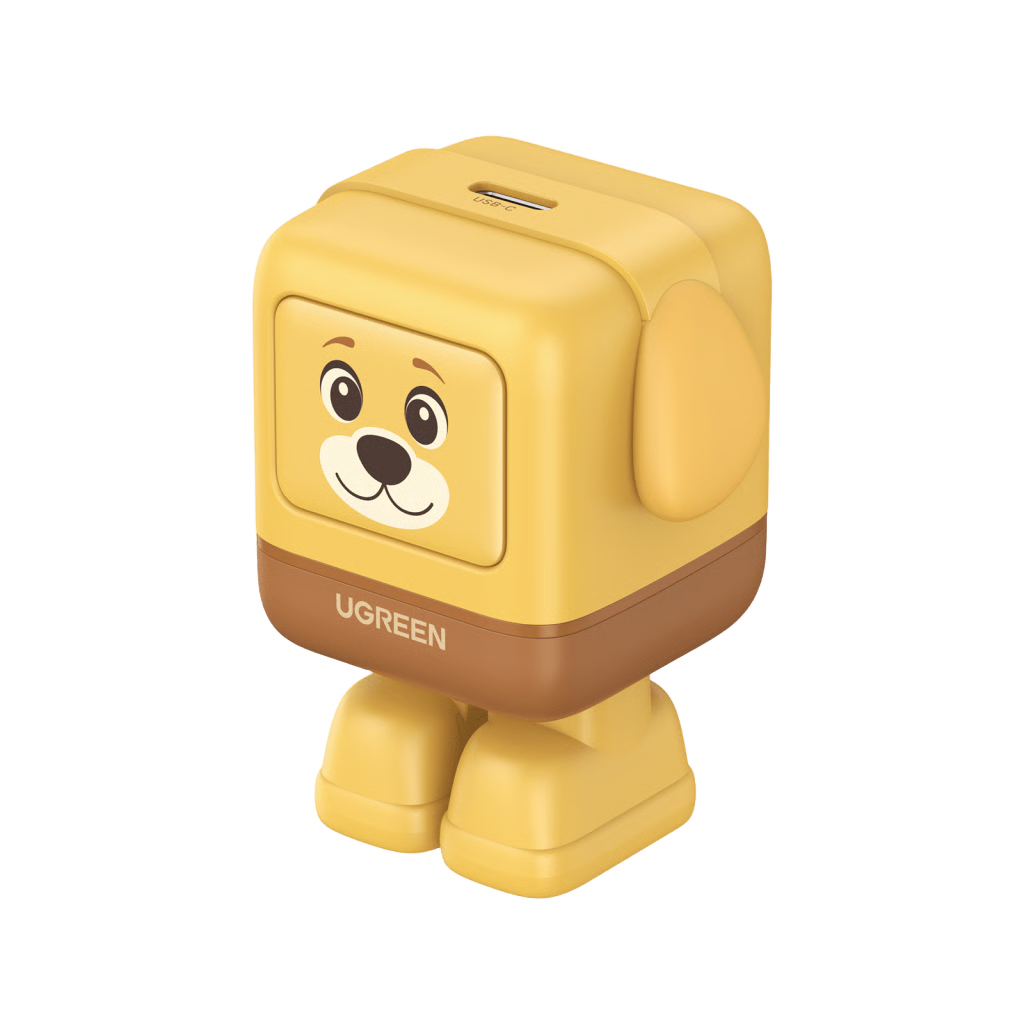 Cargador UNO Animal Puppy 30W GaN / Diseño Canino / USB-C / Compacto 34x34.9x44.4 mm (1.34x1.37x1.75 in) / Multi-Voltaje 5V-20V / Protección Avanzada