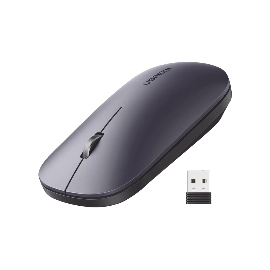 Mouse Inalámbrico 2.4 GHz | Silencioso y Ultrafino | DPI Ajustable hasta 4000 | Alcance de 10 Metros | Receptor USB Incluido | Diseño Ergonómico | Color Negro