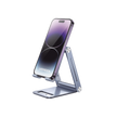Soporte para Teléfono Celular de Aluminio / Angulo Ajustable / Amplia Compatibilidad con dispositivos de 4.7'' a 7.9'' / Antideslizante / Antiarañazos / Plegable / Color Azul