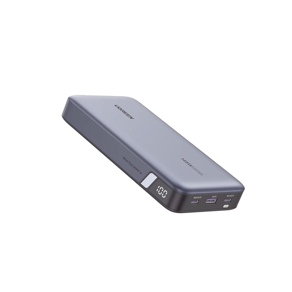 Power Bank UGREEN 25000mAh | Carga Rápida 145W | 2 USB-C + USB-A | PD 3.0 y QC 3.0 | Pantalla Inteligente | Incluye Cable USB-C | Compatible con Laptop, Tablet y Smartphone | Color Gris