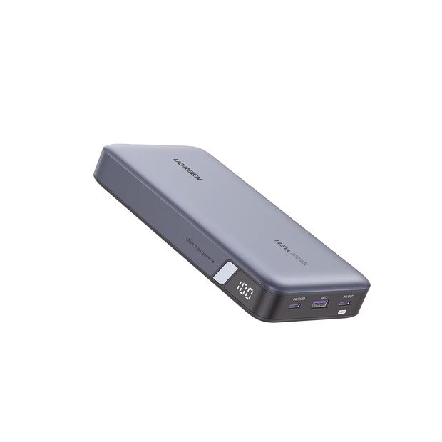 Power Bank UGREEN 25000mAh | Carga Rápida 145W | 2 USB-C + USB-A | PD 3.0 y QC 3.0 | Pantalla Inteligente | Incluye Cable USB-C | Compatible con Laptop, Tablet y Smartphone | Color Gris