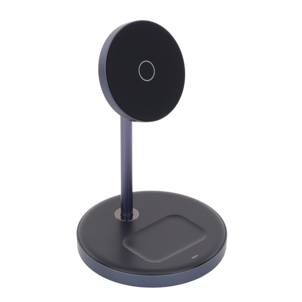 Soporte de Carga Inalámbrica | 3 en 1 | Compatible con MagSafe | Perfecto para iPhone y  AirPods | Carga Rápida Adaptativa /Simultanea | Múltiples Protecciones | Luz Indicadora LED | Aleación de Aluminio | Incluye Cable