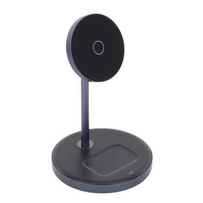 Soporte de Carga Inalámbrica | 3 en 1 | Compatible con MagSafe | Perfecto para iPhone y  AirPods | Carga Rápida Adaptativa /Simultanea | Múltiples Protecciones | Luz Indicadora LED | Aleación de Aluminio | Incluye Cable