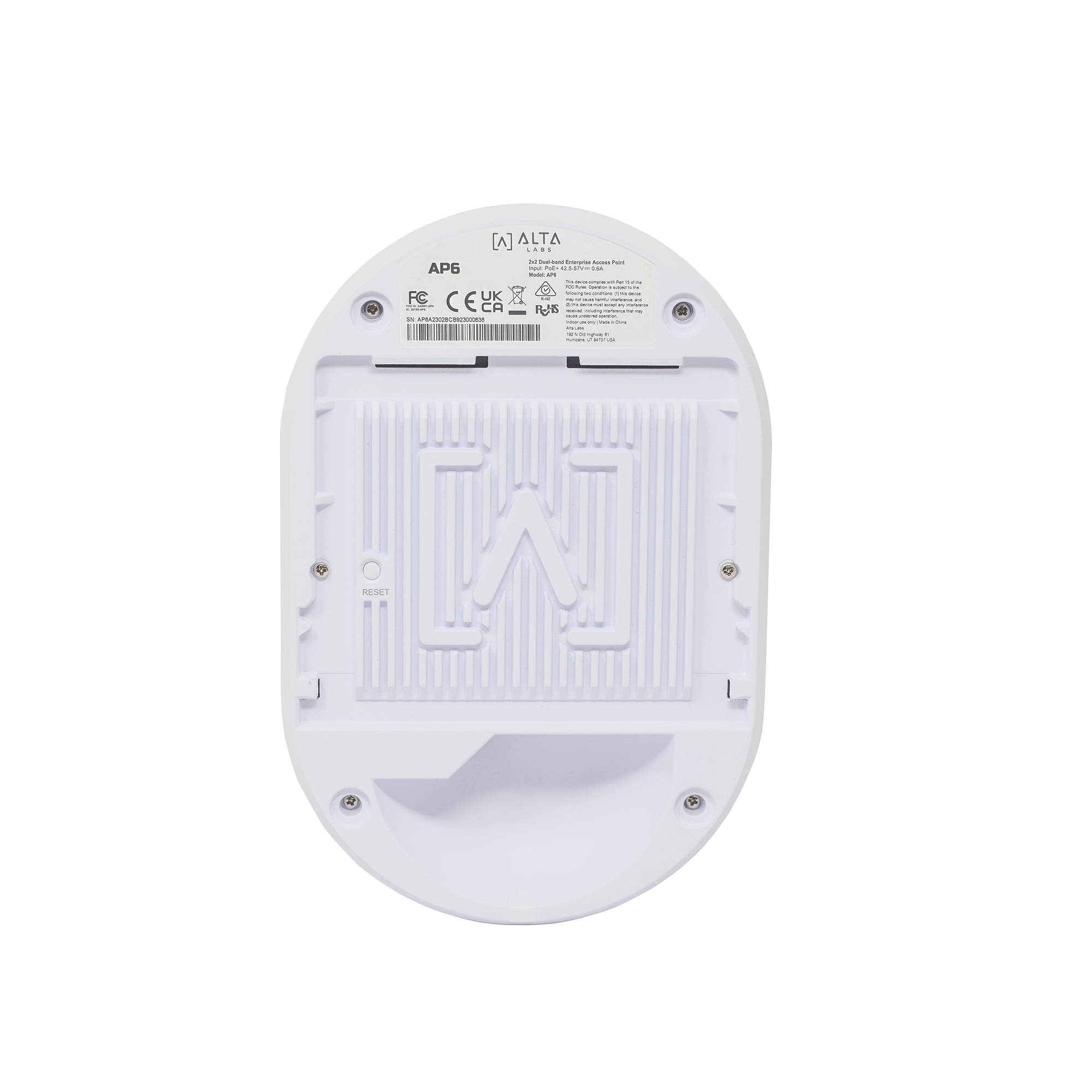 Punto de Acceso Wi-Fi 6 de 3 Gbps para 300 Usuarios, MU-MIMO 2x2 / Adopción Fácil por Bluetooth / Para Interior / Montaje Rápido QuickMount™ para Techo o Pared / DPI para Bloqueo de Aplicaciones / Equipo de USA