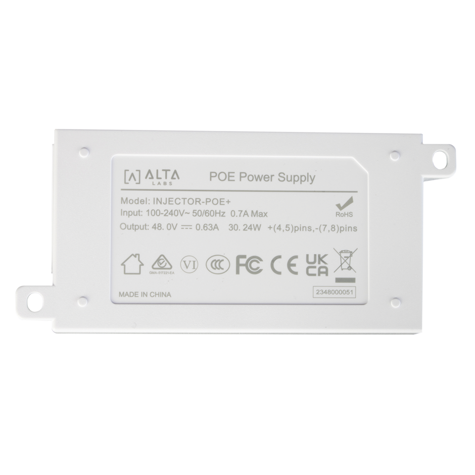 Inyector POE 802.3 af/at (48V 0.6A) /  Para Puntos de Acceso Alta Labs ( O Cualquier Equipo con PoE+) / 2 Puertos 10/100/1000 Mbps / Incluye cable AC
