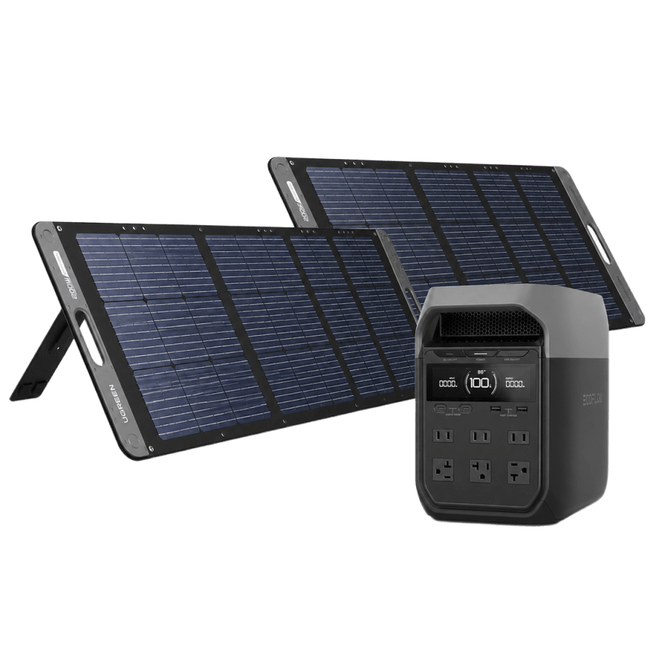 Kit Generador Solar Portátil EcoFlow DELTA 2 1024Wh + Panel Solar 200W | Estación de Energía con Batería LiFePO4 | UPS de Respaldo