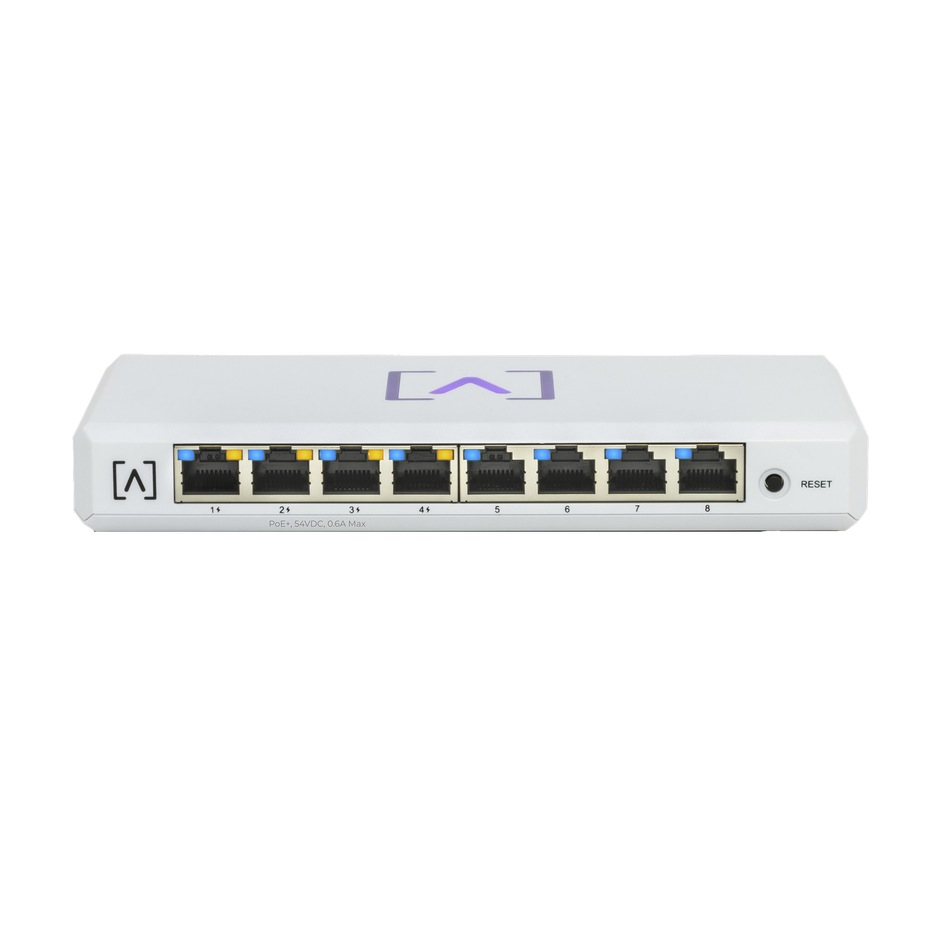 Switch Gigabit PoE+ Administrable / 8 puertos 10/100/1000 Mbps (4 de ellos PoE+ 802.3af/at) / Hasta 60W / Administración nube gratuita / Presupuesto de 60W