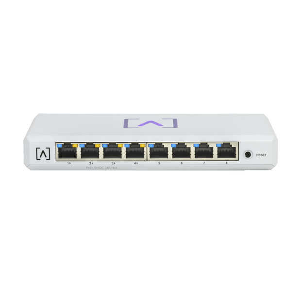 Switch Gigabit PoE+ Administrable / 8 puertos 10/100/1000 Mbps (4 de ellos PoE+ 802.3af/at) / Hasta 60W / Administración nube gratuita / Presupuesto de 60W