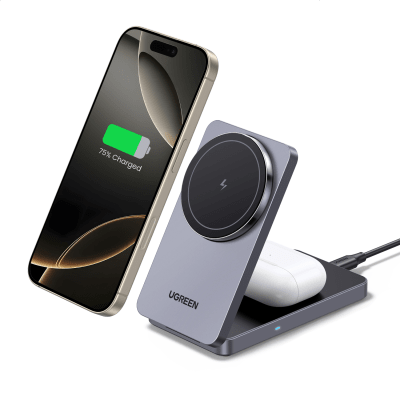 Cargador Inalámbrico Qi2 20W 2 en 1 Plegable