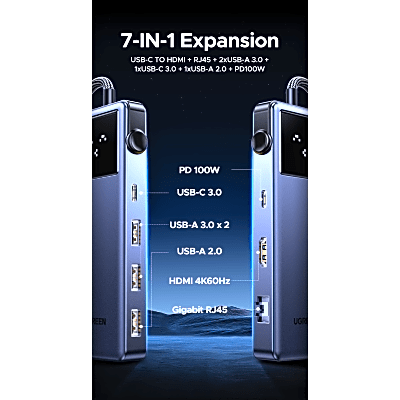 Hub USB-C 7 en 1 HDMI 4K 60Hz Ethernet