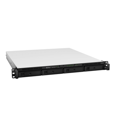 NAS Rack / 4 Bahías / CPU Intel Xeon D-1527 Quad-Core / 8 GB DDR4 ECC Ampliable a 64 GB / 2 Ranuras M.2 NVMe/SATA / 4 Puertos LAN 1GbE / Soporte 10GbE Opcional / Escalable a 16 Bahías