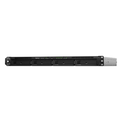 NAS Rack / 4 Bahías / CPU Intel Xeon D-1527 Quad-Core / 8 GB DDR4 ECC Ampliable a 64 GB / 2 Ranuras M.2 NVMe/SATA / 4 Puertos LAN 1GbE / Soporte 10GbE Opcional / Escalable a 16 Bahías