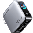Cargador Rápido GaN de 5 Puertos 160W / Pantalla TFT Inteligente / Control por App / 140W por Puerto / Carga Simultánea 5 en 1 / Asignación Inteligente SmartCharge® / Protección Térmica Thermal Guard™
