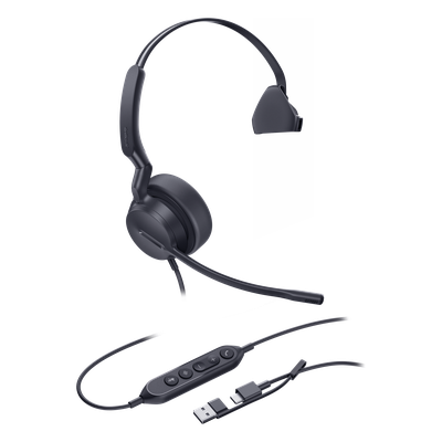 Diadema Yealink UH42-SE USB mono con cancelación de ruido USB-C USB-A 5 metros