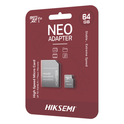 Memoria microSD con Adaptador / 64 GB / Clase 10 / Lectura 92 MB/s / Escritura 30 MB/s / NAND TLC / Resistente a Agua y Golpes