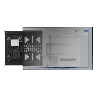 Panel de Almacenamiento AV Deslizante / Capacidad 10 kg (22 lbs) / Rango 300 mm / Acero de Alta Resistencia / Quick-Release / Montaje Pared y Riel