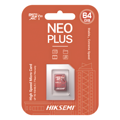 Tarjeta MicroSD / 64 GB / Lectura 95 MB/s / Escritura 40 MB/s / Clase 10 U3 / Grabación 4K / Videovigilancia 24/7