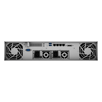 Servidor NAS Rack / 8 Bahías Expandible a 12 / CPU AMD Ryzen V1500B / 4 GB DDR4 ECC Hasta 32 GB / 10/25GbE SFP28 / Lectura 2,315 MB/s / Escritura 1,147 MB/s